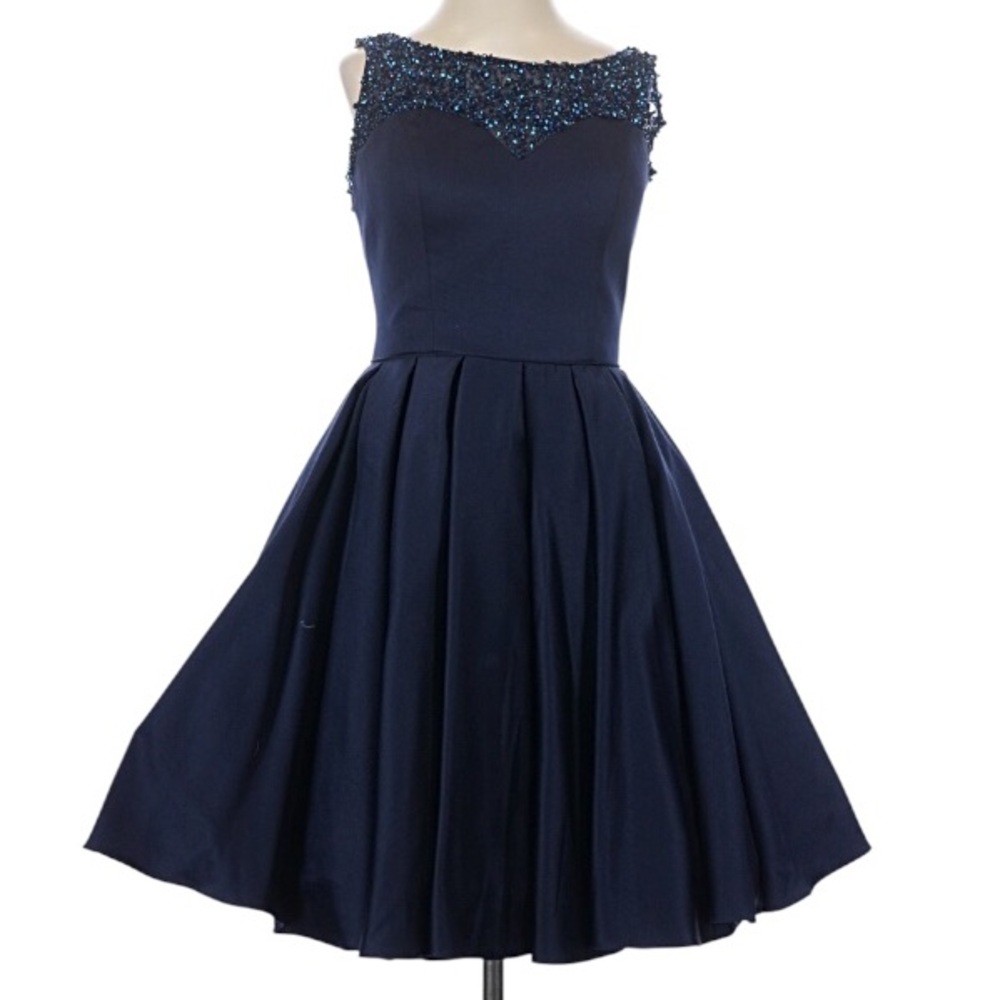 Sherri Hill Dress Size 0 Navy Blue